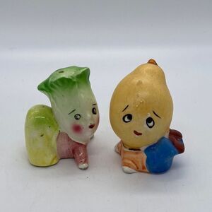 Vintage Japan Anthropomorphic Baby Vegetable Salt and Pepper Shakers